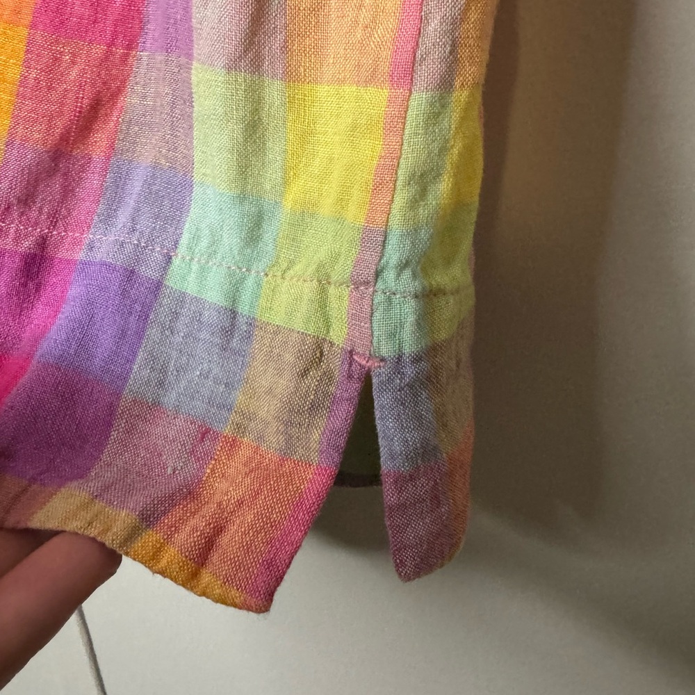 Lands' End Colorful Plaid Blouse Size XS - Picture 5 of 11